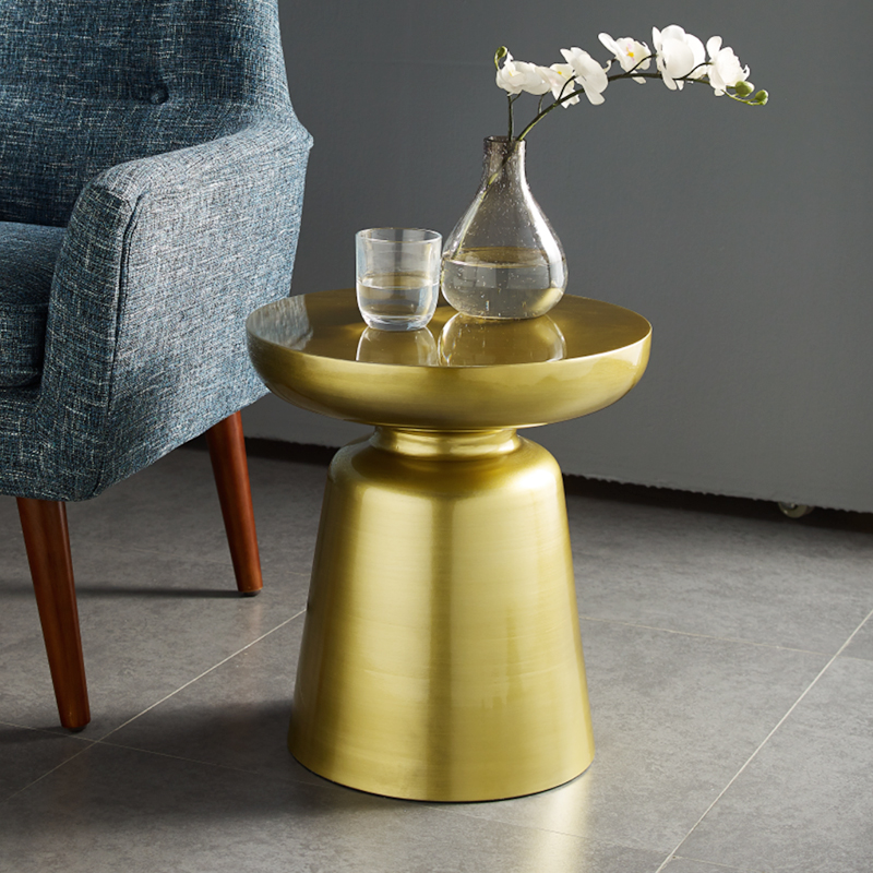 Bronze métalnordique ronde ronde table moderne pour salon meubles à la maison