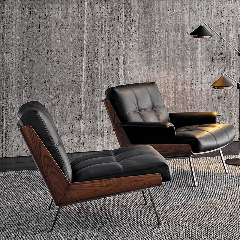 Lobby de style italien Chaise longue en cuir véritable moderne de luxe pour meubles de salon