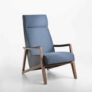 Confort Relax Relax Simple Dossier Mid Century Haut de haut ennoyer Fauteuil En Cadre En Bois Solid En Cuir