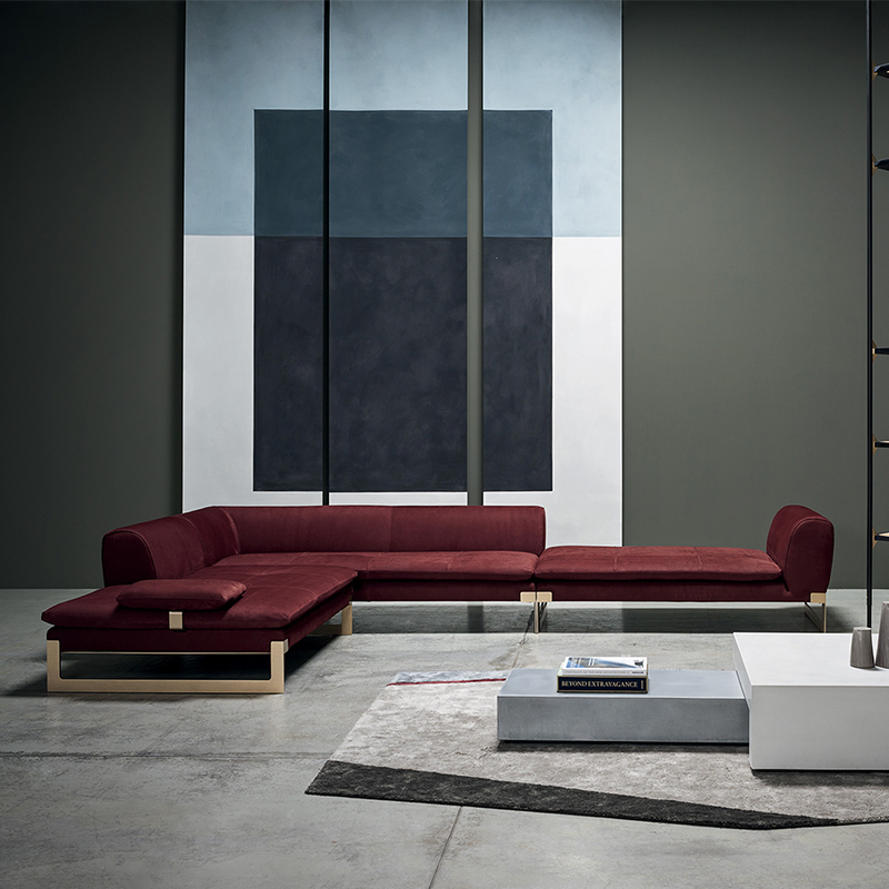 Jamotte d\'or de luxe italienne 7 places L de forme en section de section de canapé sectionnel meubles
