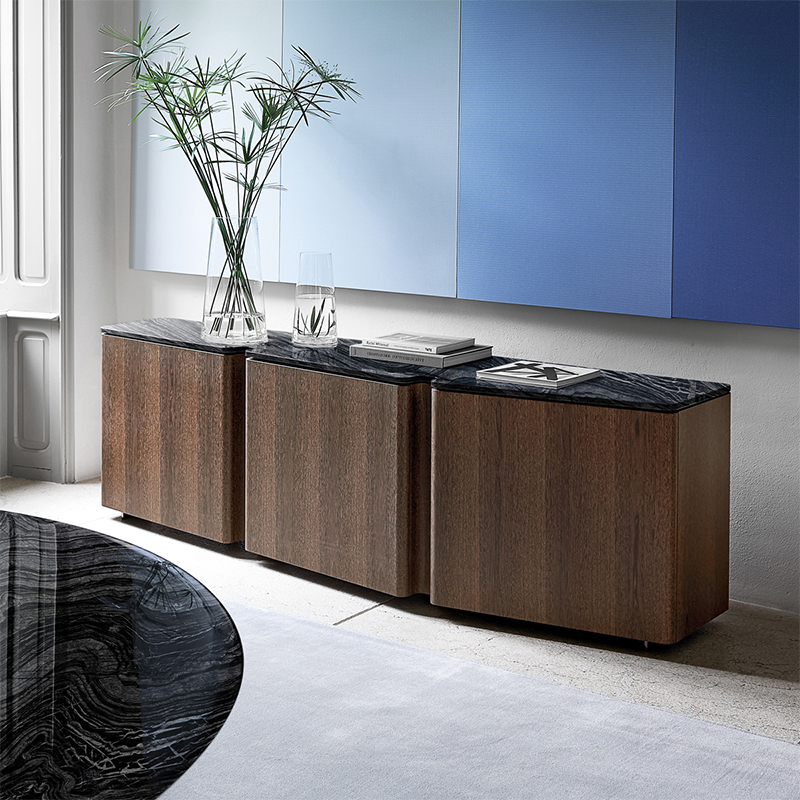 Italien Luxury Bar Buffet Wood TV Cabinet Cabinet en marbrenoir